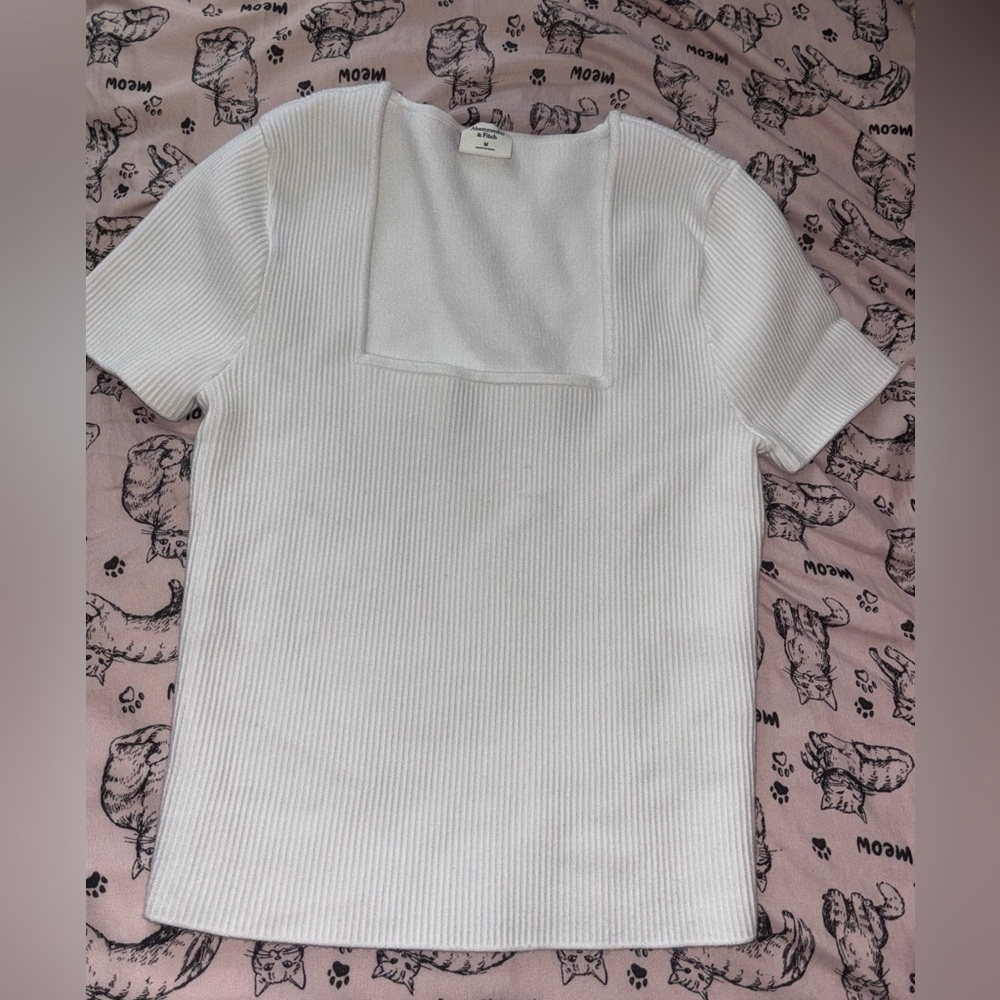 Abercrombie & Fitch White Boxy Sailor Collar Blouse